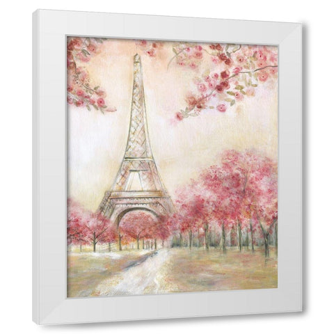 Paris Spring White Modern Wood Framed Art Print by Tava Studios