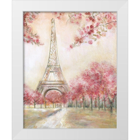 Paris Spring White Modern Wood Framed Art Print by Tava Studios