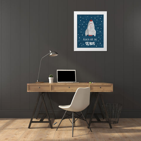 Reach for the Stars White Modern Wood Framed Art Print by Carpentieri, Natalie