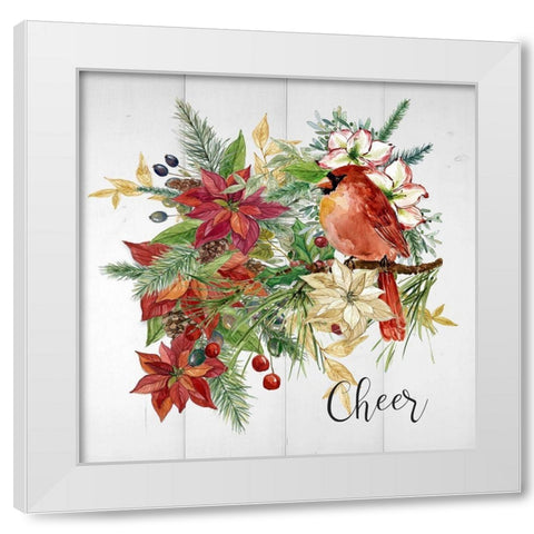 Holiday Poinsettia Cheer White Modern Wood Framed Art Print by Finn, Livi