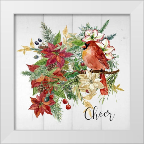 Holiday Poinsettia Cheer White Modern Wood Framed Art Print by Finn, Livi