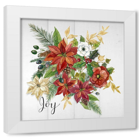 Holiday Poinsettia Joy White Modern Wood Framed Art Print by Finn, Livi