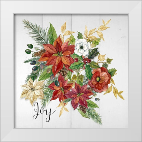 Holiday Poinsettia Joy White Modern Wood Framed Art Print by Finn, Livi