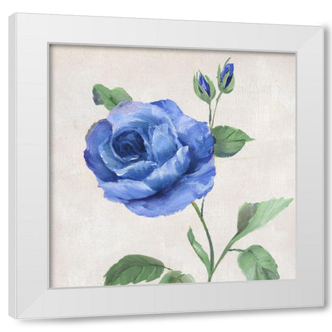 Blue Grandiflora I White Modern Wood Framed Art Print by Nan