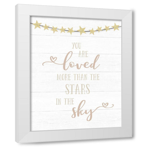 Loved More Than the Stars White Modern Wood Framed Art Print by CAD Designs