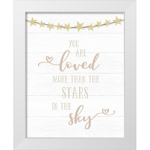 Loved More Than the Stars White Modern Wood Framed Art Print by CAD Designs