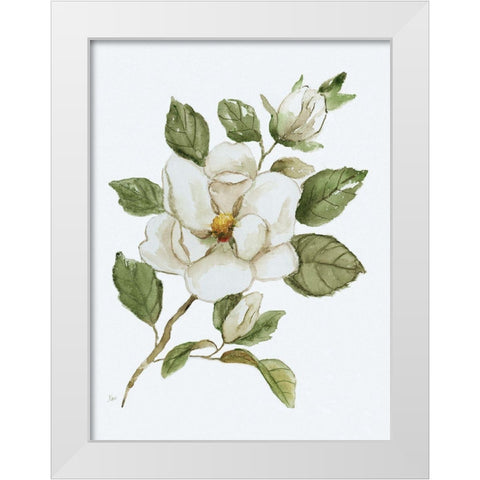 Magnolia Morning I White Modern Wood Framed Art Print by Nan