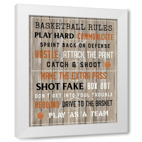 Basketball Rules White Modern Wood Framed Art Print by Carpentieri, Natalie