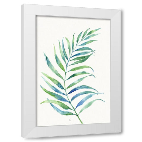 Aqua Frond I White Modern Wood Framed Art Print by Nan