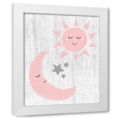 Sun and Moon White Modern Wood Framed Art Print by CAD Designs