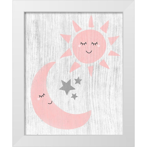 Sun and Moon White Modern Wood Framed Art Print by CAD Designs