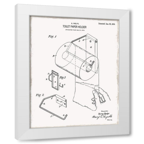 Toilet Paper Patent II White Modern Wood Framed Art Print by Donovan, Kelly