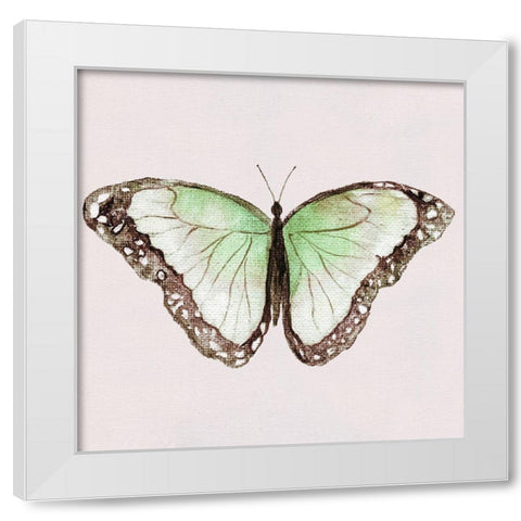Emerald Butterfly I White Modern Wood Framed Art Print by Tava Studios