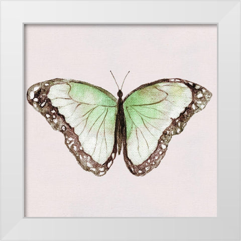 Emerald Butterfly I White Modern Wood Framed Art Print by Tava Studios