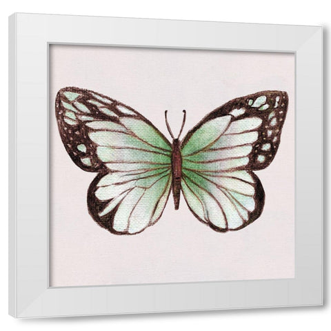 Emerald Butterly II White Modern Wood Framed Art Print by Tava Studios