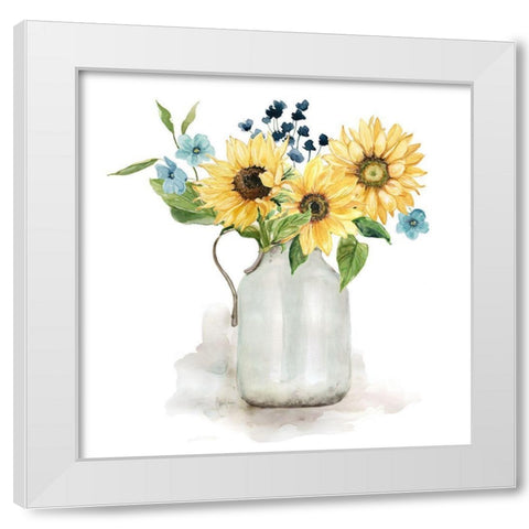 Sunflower Day I White Modern Wood Framed Art Print by Finn, Livi