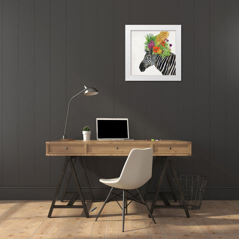 Royale Zebra White Modern Wood Framed Art Print by Tava Studios