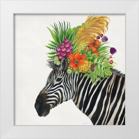 Royale Zebra White Modern Wood Framed Art Print by Tava Studios