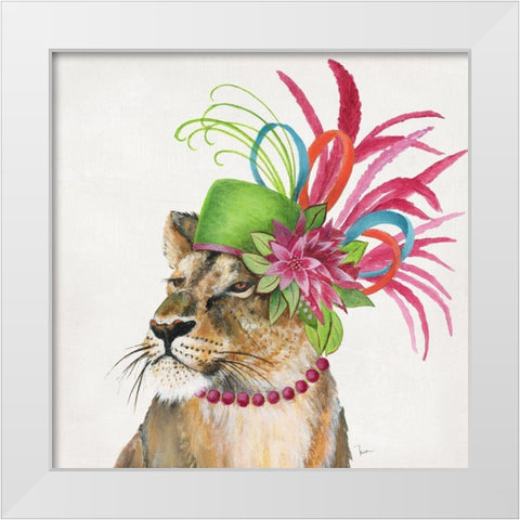 Royale Lion White Modern Wood Framed Art Print by Tava Studios