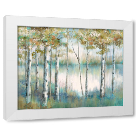 Aspen Lake White Modern Wood Framed Art Print by Nan