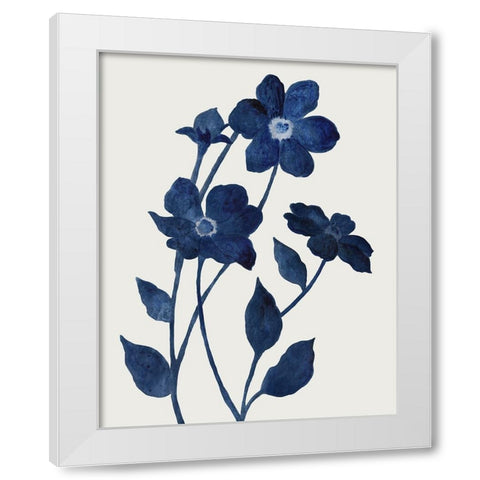 Indigo Bloom II White Modern Wood Framed Art Print by Tava Studios