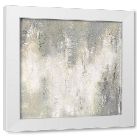Misty Abstract White Modern Wood Framed Art Print by Tava Studios