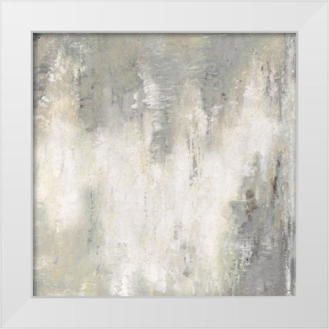 Misty Abstract White Modern Wood Framed Art Print by Tava Studios