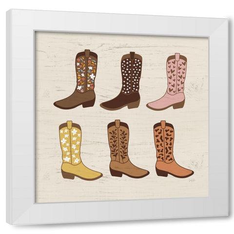 Cowgirl Boots White Modern Wood Framed Art Print by Carpentieri, Natalie