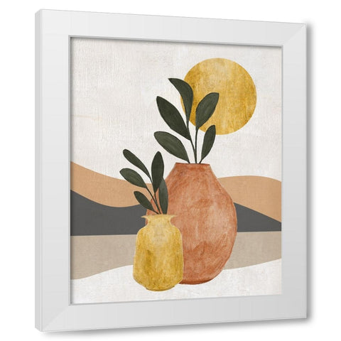 Adobe Moon II White Modern Wood Framed Art Print by Tava Studios