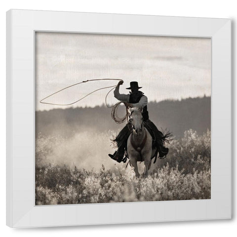 Ponderosa Cowboy White Modern Wood Framed Art Print by Delimont, Danita
