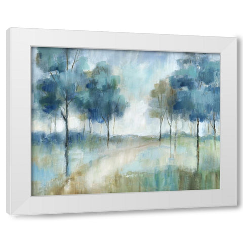 A Walk In The Park White Modern Wood Framed Art Print by Nan