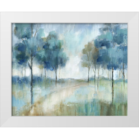 A Walk In The Park White Modern Wood Framed Art Print by Nan