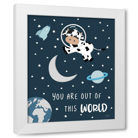 Cow in Space II White Modern Wood Framed Art Print by Carpentieri, Natalie