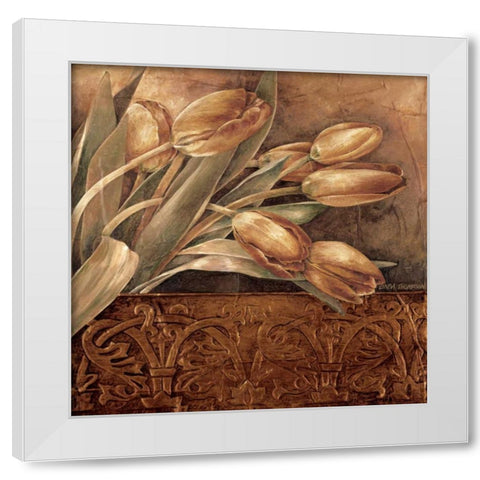 Copper Tulips II White Modern Wood Framed Art Print by Thompson, Linda