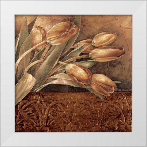 Copper Tulips II White Modern Wood Framed Art Print by Thompson, Linda
