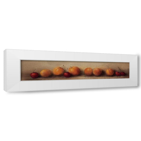 Apricots and Cherries White Modern Wood Framed Art Print by Levin, Judith