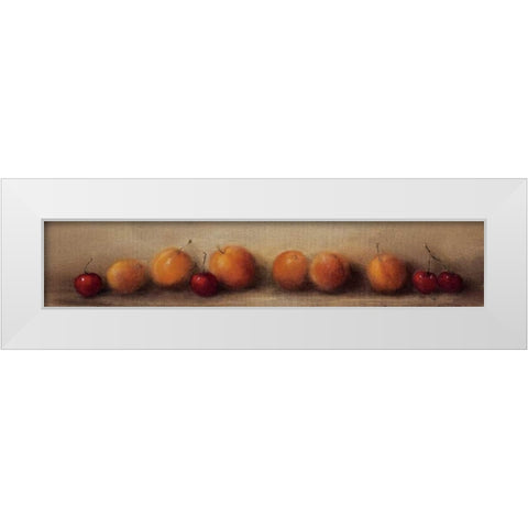 Apricots and Cherries White Modern Wood Framed Art Print by Levin, Judith