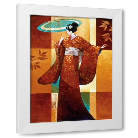 Misaki White Modern Wood Framed Art Print by Mallett, Keith