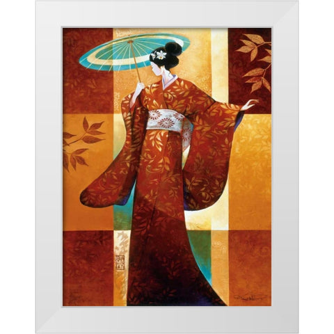 Misaki White Modern Wood Framed Art Print by Mallett, Keith