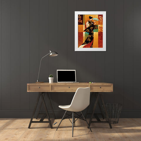 Sakura White Modern Wood Framed Art Print by Mallett, Keith