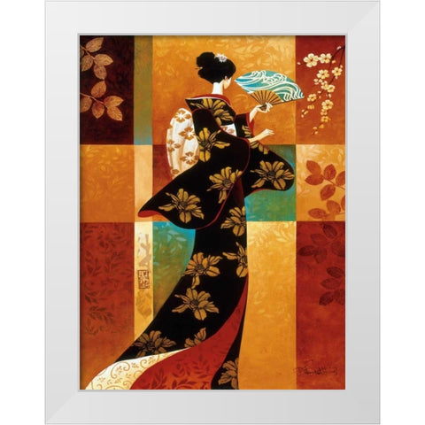 Sakura White Modern Wood Framed Art Print by Mallett, Keith