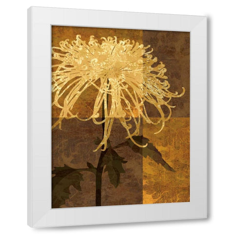 Golden Mums I White Modern Wood Framed Art Print by Mallett, Keith