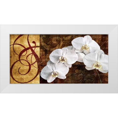 Moonlit Orchids White Modern Wood Framed Art Print by Mallett, Keith