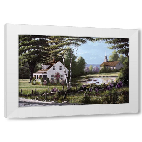 Wildflowers White Modern Wood Framed Art Print by Saunders, Bill