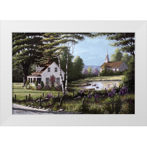 Wildflowers White Modern Wood Framed Art Print by Saunders, Bill