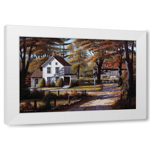 Rustling Leaves White Modern Wood Framed Art Print by Saunders, Bill