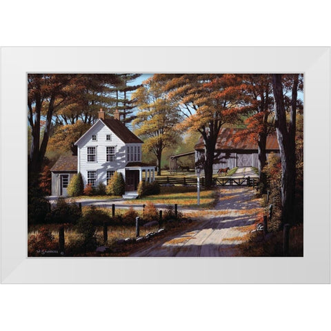 Rustling Leaves White Modern Wood Framed Art Print by Saunders, Bill