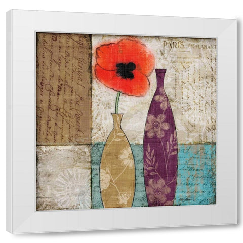 Le Pavot Rouge White Modern Wood Framed Art Print by Mallett, Keith