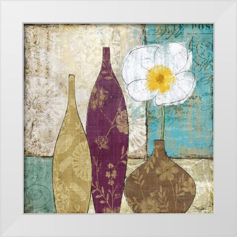 Le Pavot Blanc White Modern Wood Framed Art Print by Mallett, Keith