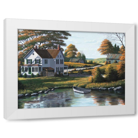 Along the Riverbank White Modern Wood Framed Art Print by Saunders, Bill